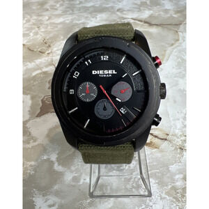Diesel Men's Watch 10 bar DZ-4189 Only The Brave Green/Black Band NEW BATTERY